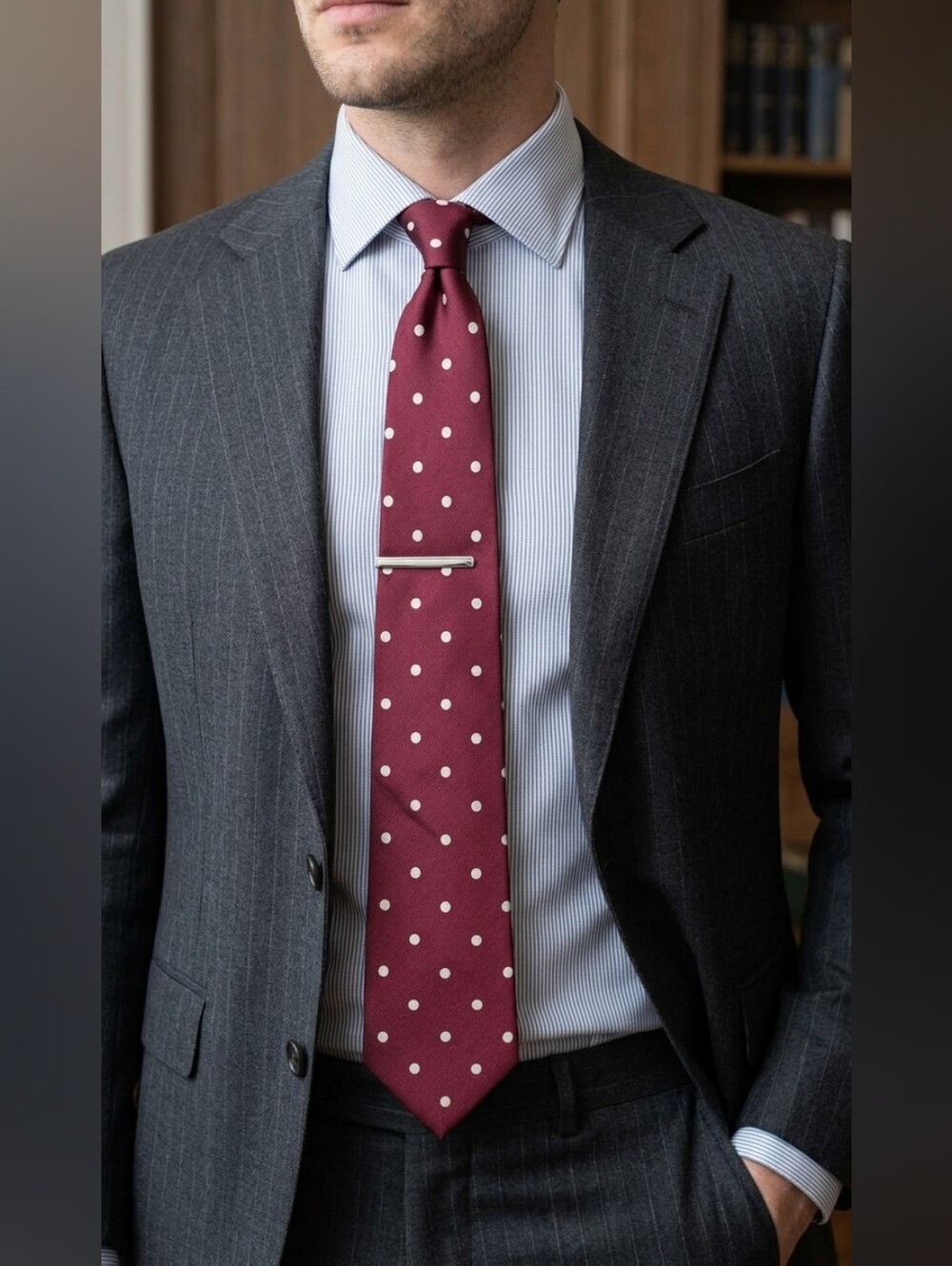 Sulka Vintage Burgundy Polka Dot 100% Silk Tie (London / New York / Paris)